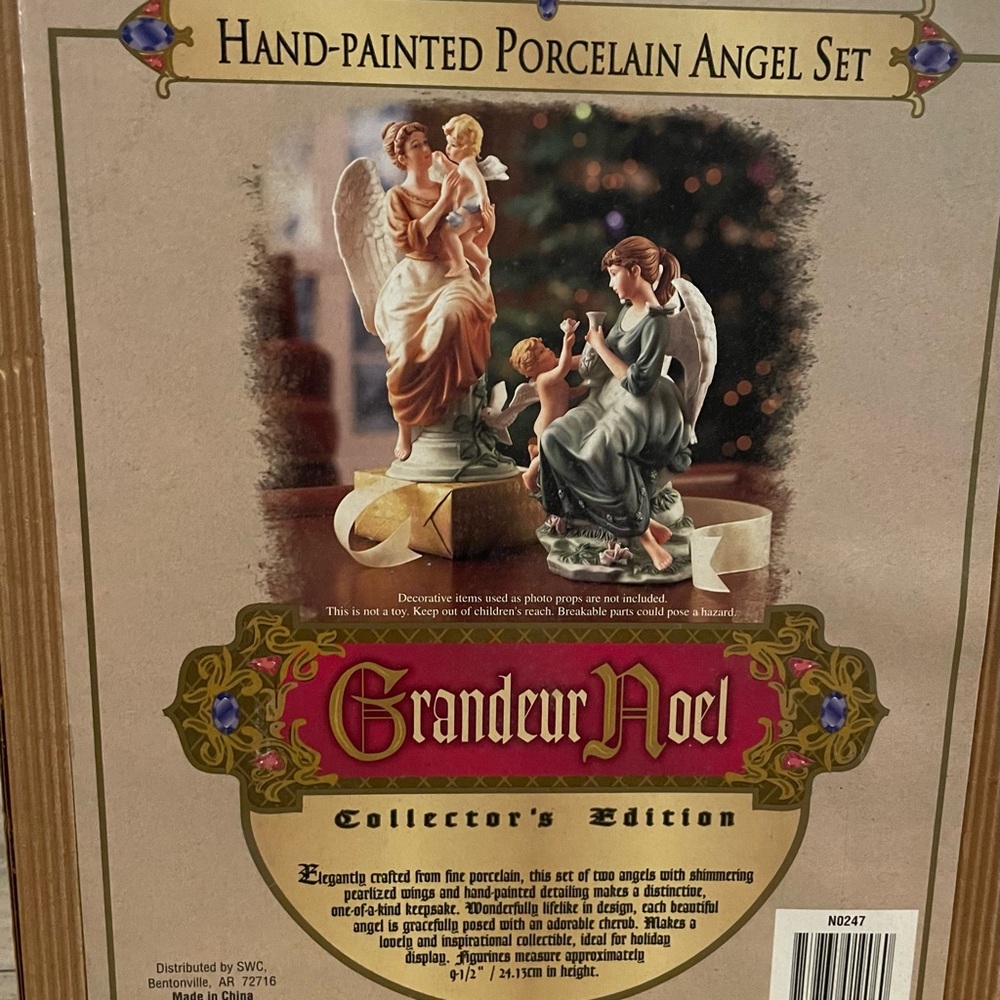 2002 Grandeur Noel Porcelain 9.5" Angel Set NEW IN BOX N0247 Figurines Christmas
